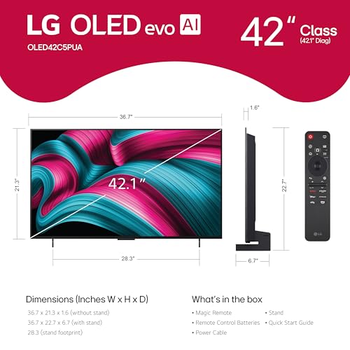 LG 55-Inch Class OLED evo AI 4K C5 Series Smart TV w/Dolby Atmos, Dolby Vision, HDR10, AI Super Upscaling 4K, Filmmaker Mode, Wow Orchestra