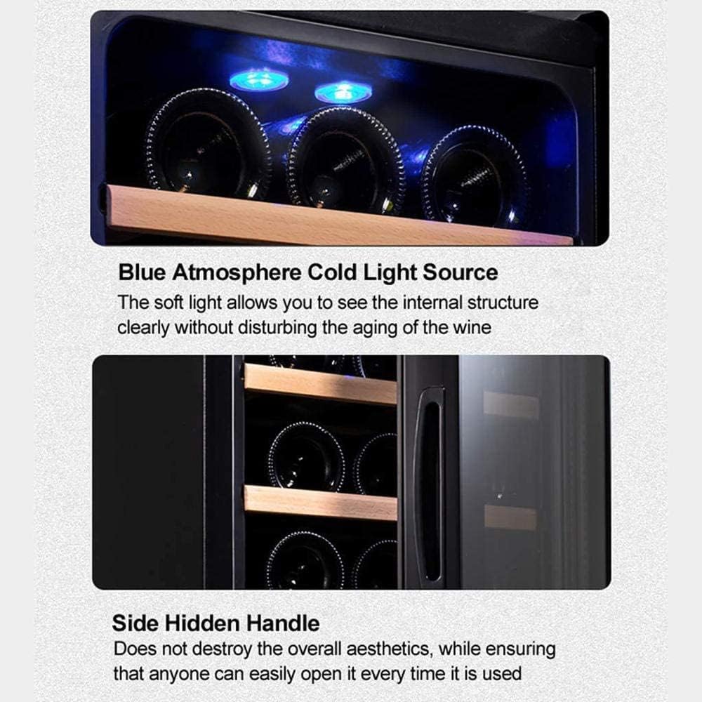 Mini Wine Cooler 8 Bottle Thermoelectric Wine Cellar Fridge Small Countertop Constant Humidity Wine Refrigerator Wooden Shelves Glass Door Black