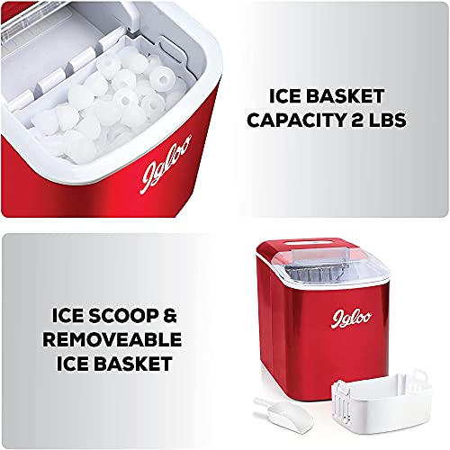 Igloo Electric Countertop Ice Maker Machine - Automatic and Portable - 33 Pounds in 24 Hours - Icecube Maker - Plastic Scoop and Basket