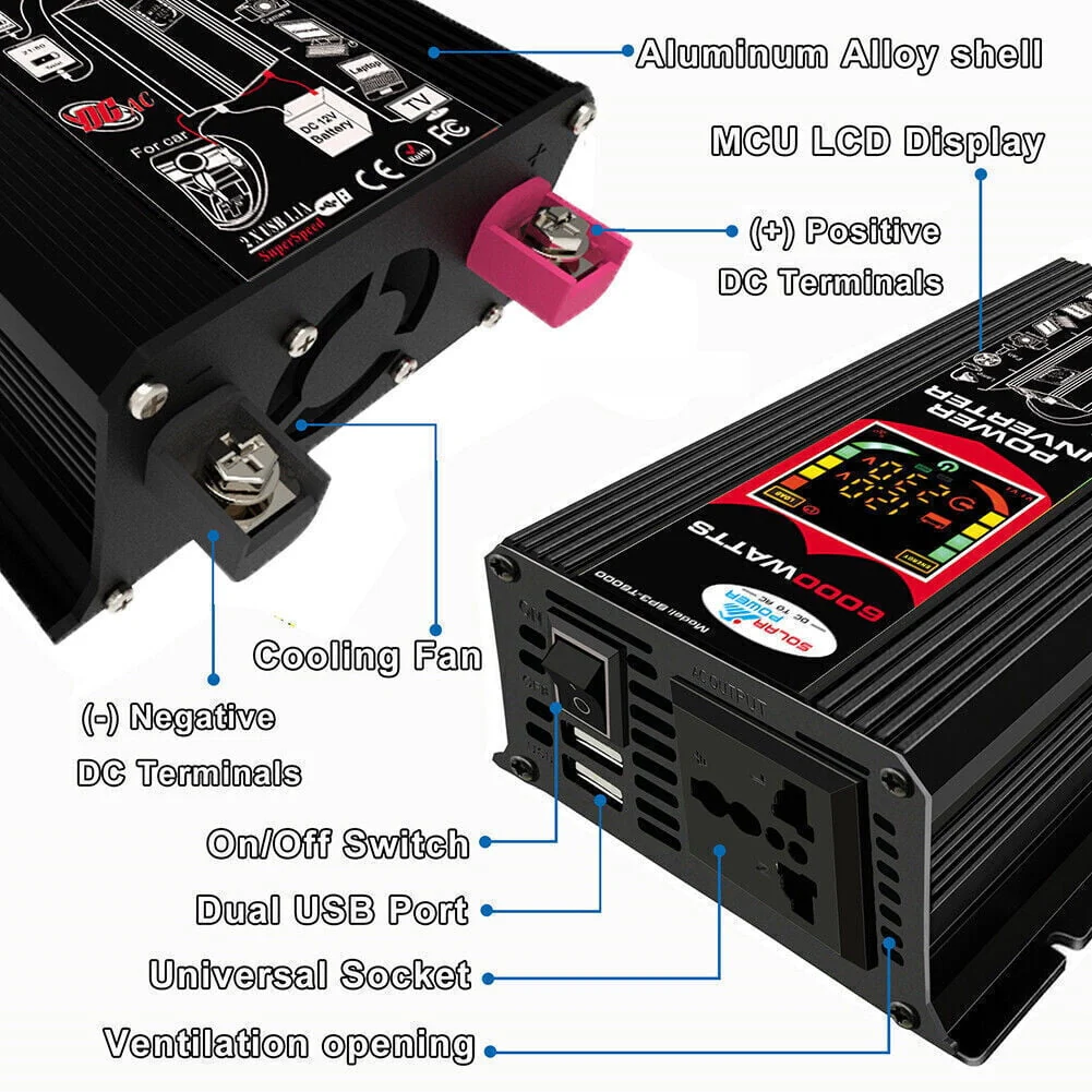 6000W Complete Solar Panel Kit Solar Power Generator 100A Home 110V Grid System