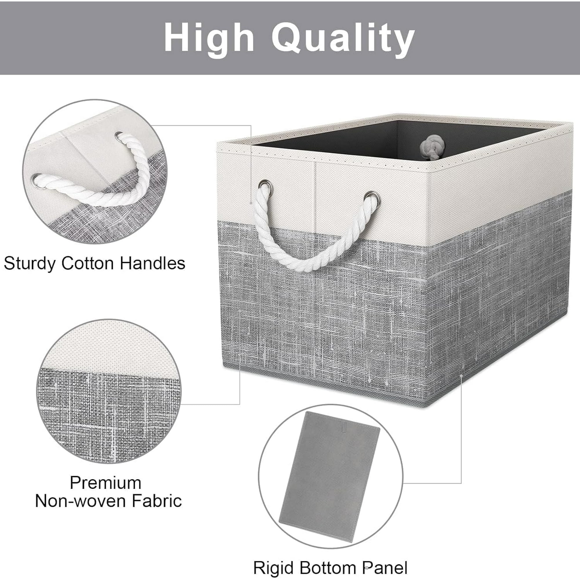 Storage Bins , Foldable Storage Baskets for Organizing Toys, Books, Shelves, Closet, Large Storage Box with Rope Handles, Sturdy Organizer Bins