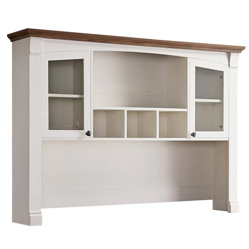OKD 60" Executive Desk with Drawers, Farmhouse Home Office Desk with Charging Station, Keyboard Tray, File Cabinet Storage
