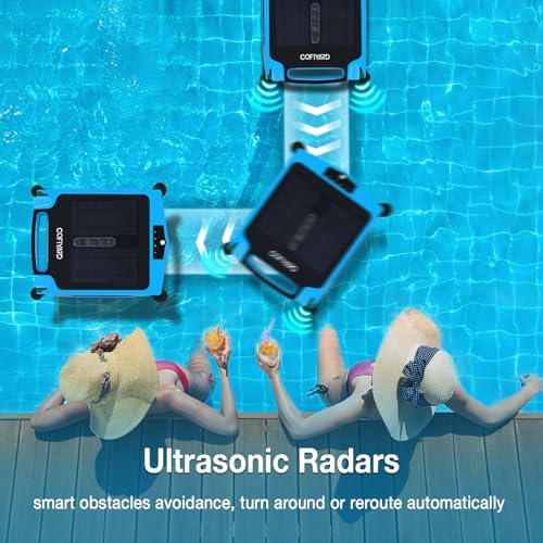 Cofiyard Robotic Pool Cleaner, Cordless Pool Skimmer Robot, Solar Powered & Rechargeable Battery, Samrt Control Pool Surface Cleaner