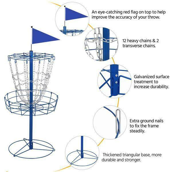 Disc Golf Goal Target Basket Practice Frisbee Game Cross Chain Outdoor