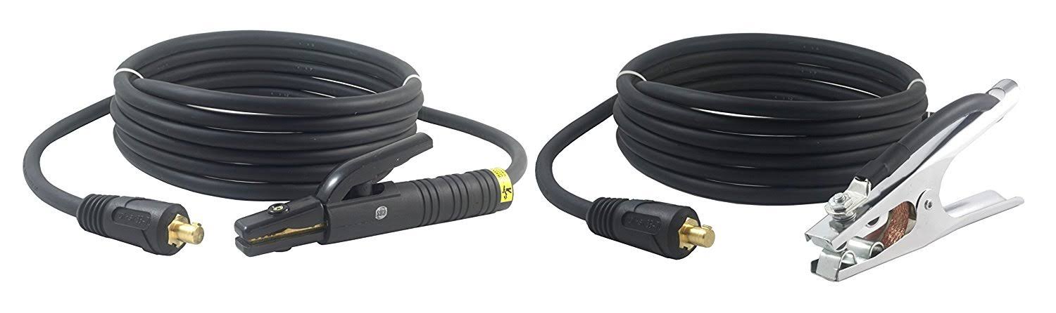 S&Uuml;A 200 Amp Welding Leads Assembly Set - Dinse 35-70 Connector - #2 AWG Cable (75 Feet Each Lead)