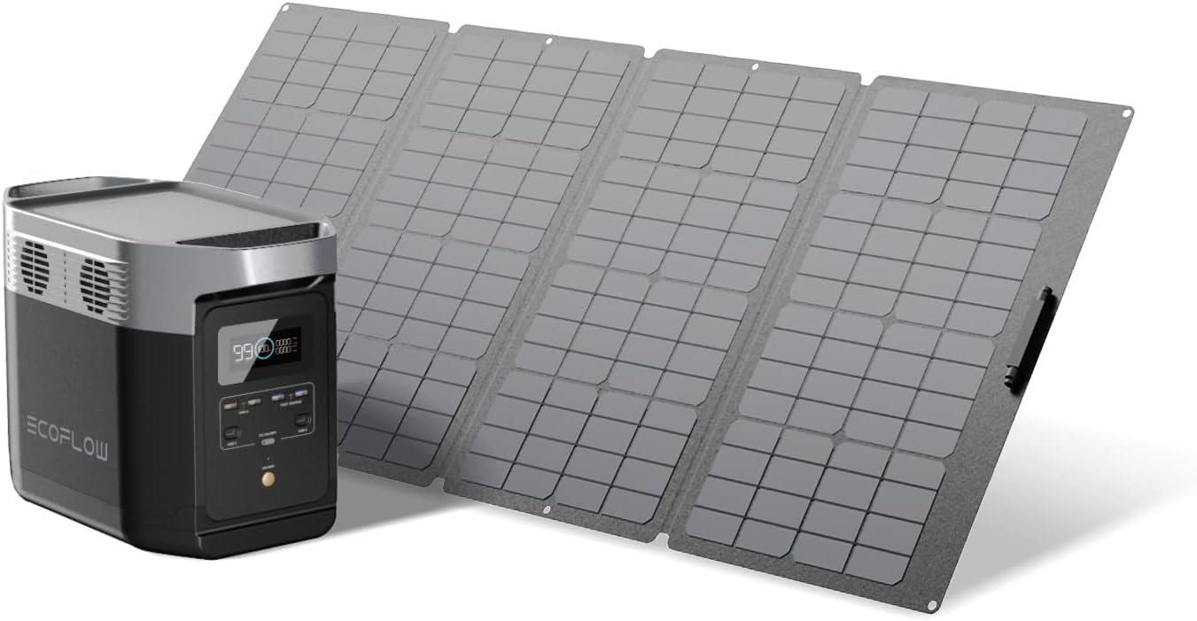 EF ECOFLOW Delta 1000 Portable Power Station with 160W Solar Panel Included, 6 X 110V/1600W AC Outlets