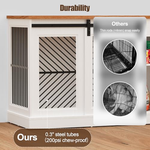 86.6” Large Dog Crate Furniture for 2 Dogs, Decorative Wooden Double Dog Kennel Indoor