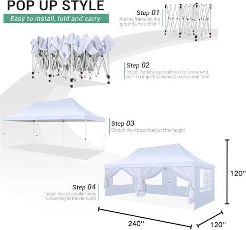 10x10 Pop Up Canopy Tent with 4 Sidewalls and Mesh Windows 2.0