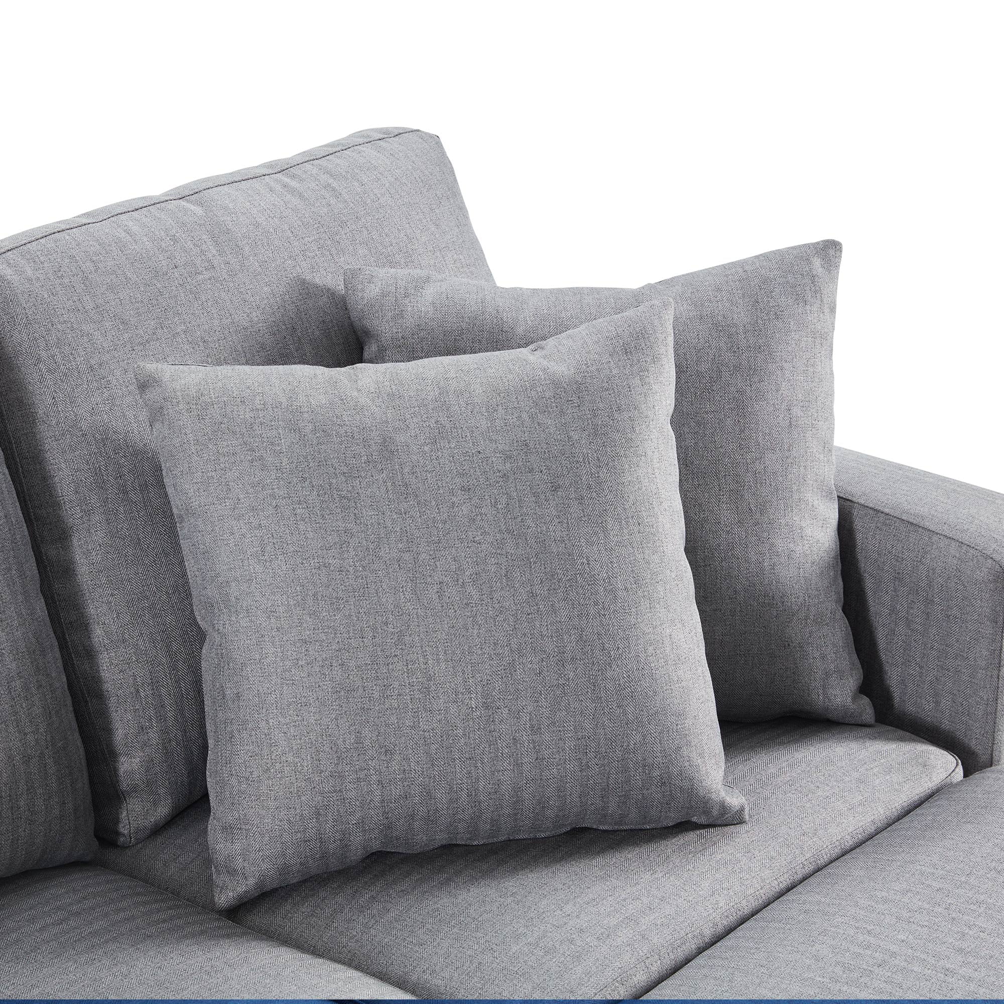 BELLEZE Altera Convertible Sectional Sofa, Modern Linen Fabric L shaped Couch 3-Seat With Reversible Chaise For Small Space, Gray