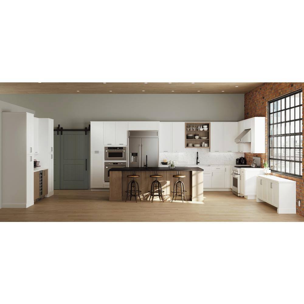 Hampton Bay Designer Series Melvern Assembled 18x34.5x23.75 in. Dual Pull Out Trash Can Base Kitchen Cabinet in White