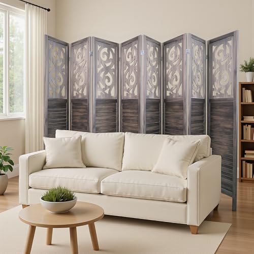 Osparple Room Divider with Shelves 6 Panel Wooden Folding Room Dividers Privacy Screen Wall Divider for Room Separation for Office and Apartment