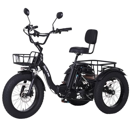 Electric Tricycle for Adults, 750W(Peak 1350W), 48V13Ah Ebike, 20"x4.0" Aluminum Folding Fat Tire 3 Wheel Electric Trike, Max 20MPH Hydraulic Brake
