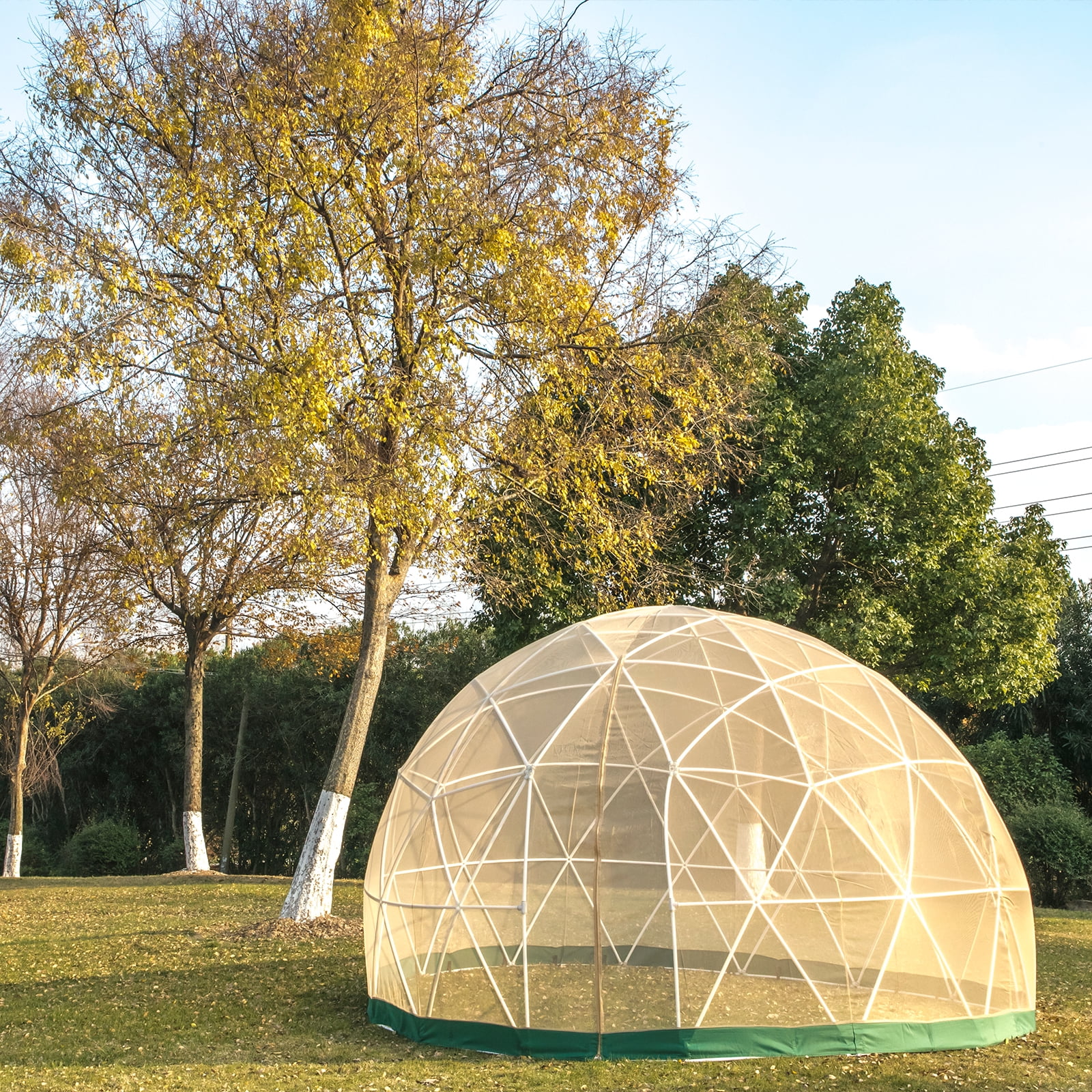 VEVORbrand Dome Igloo Bubble Tent with PVC Cover and Mesh Cover - Geodesic Dome 9.5ft - Lean to Greenhouse with Door and Windows for Sunbubble