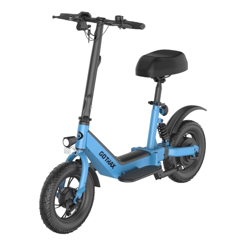 Gotrax A5 Electric Scooter w/Seat for 13+, 12" Pneumatic Tire, Max 15.5 Miles &15.5 Mph Power by 400W Motor, Dual Rear Shock Absorber &Dual Brake