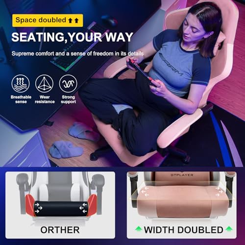 GTPLAYER Gaming Chair, Computer Office Chair with Pocket Spring Cushion, Linkage Armrests and Footrest