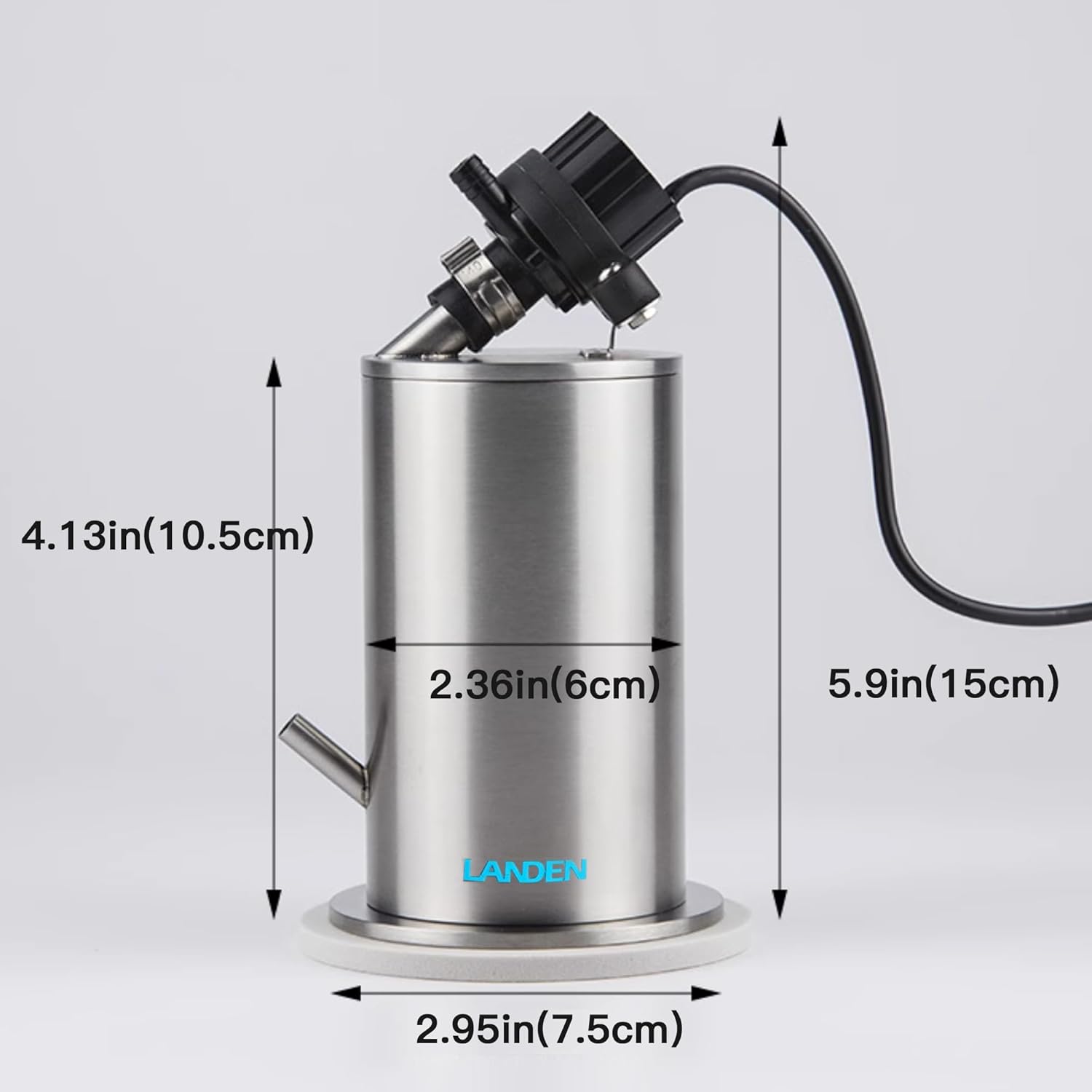 LANDEN PURA 50 Mini External Canister Filter for Aquarium System, up to 5 Gallon, Stainless Steel Aquarium Canister with Water Pump