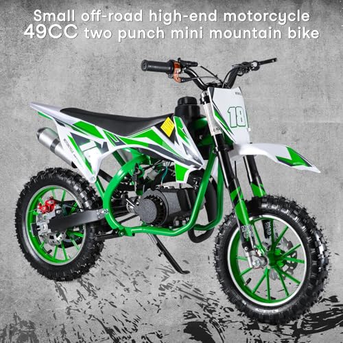 2025 Upgrade 49cc Kids Dirt Bike with Dual Disc Brakes, 2-Stroke 40KM/H Gas Pitbike