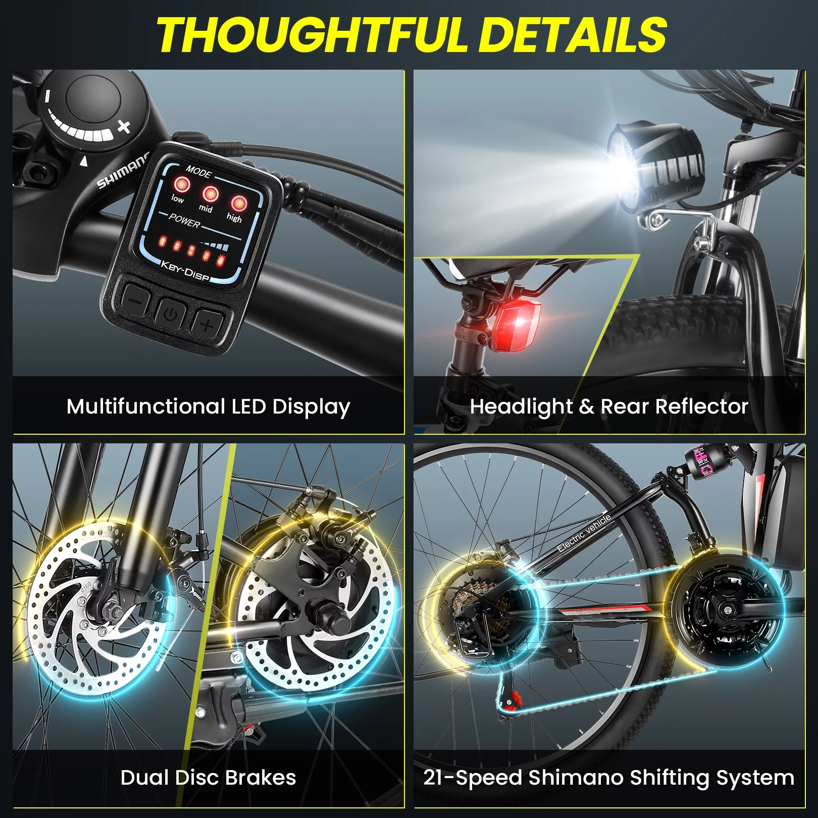 Gocio Adult Electric Bicycles Foldable Ebike, 500W 26" Electric Commuter Bicycle, 48V Battery, Full Suspension, Folding Electric Mountain Bike