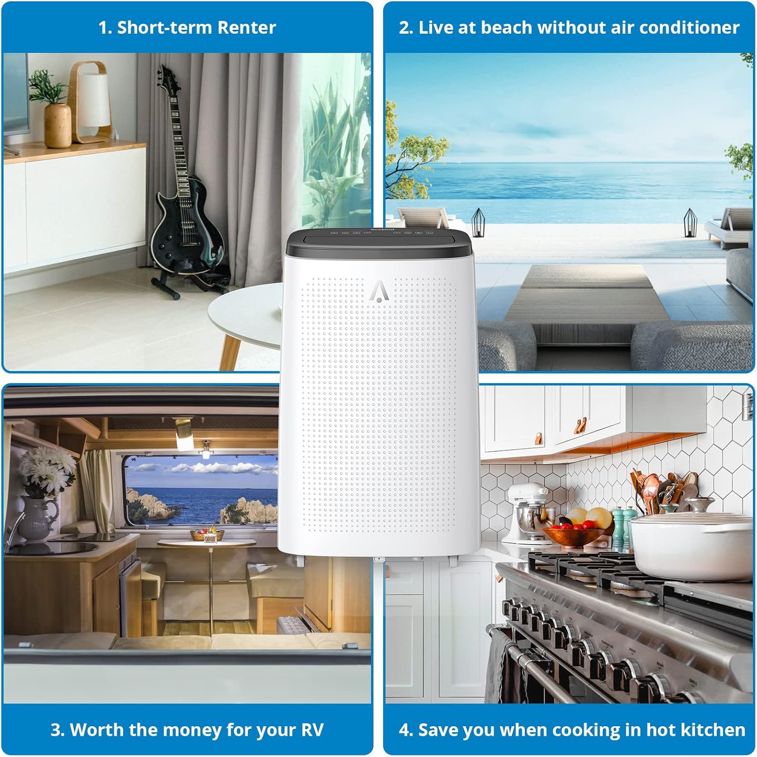 Acekool Portable Air Conditioner 14,000 BTU 3-IN-1 Quiet AC Unit with Remote Control, Built-in Dehumidifier, Fan, Auto, Sleep Modes