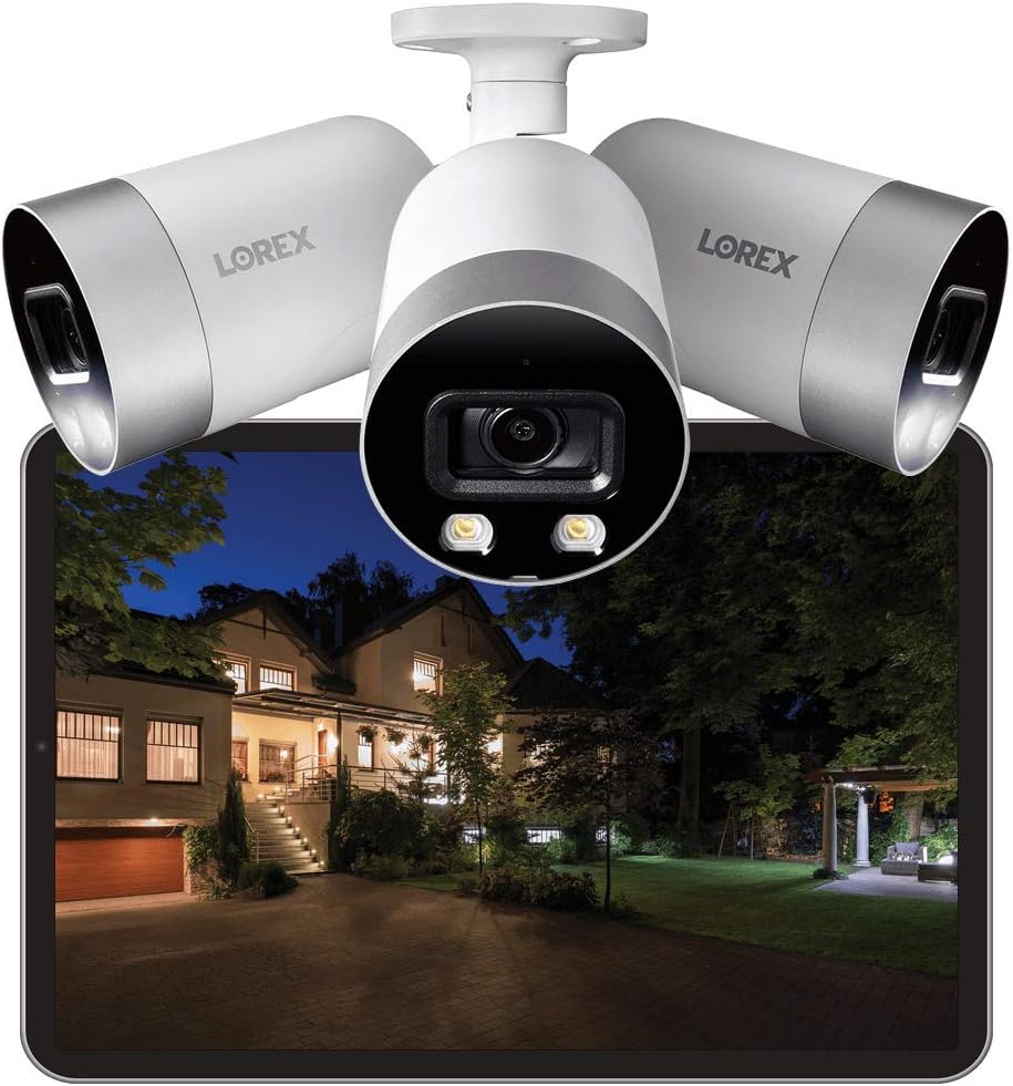 Lorex 4K Ultra HD 8-Channel Fusion Series NVR System with 4 Smart Deterrence 4K (8MP) IP Cameras, 150FT Night Vision and 2TB Hard Drive