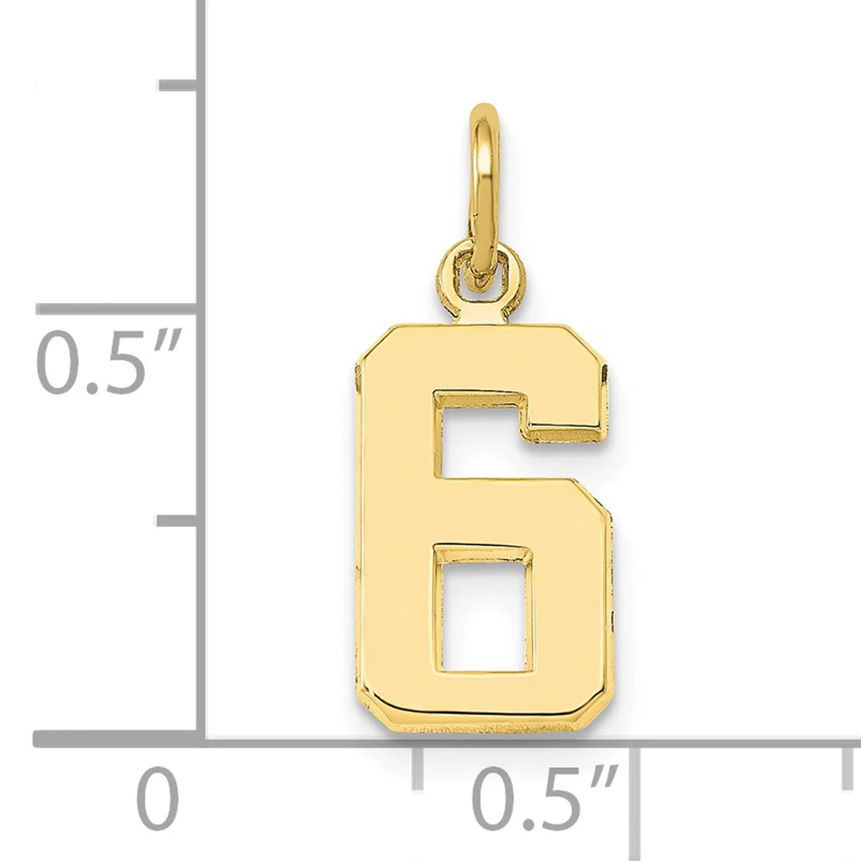 Carat in Karats 10K Yellow Gold Casted Small Polished Number 6 Pendant Charm (20mm x 7mm) With 14K Yellow Gold Lightweight Rope Chain Necklace 20''