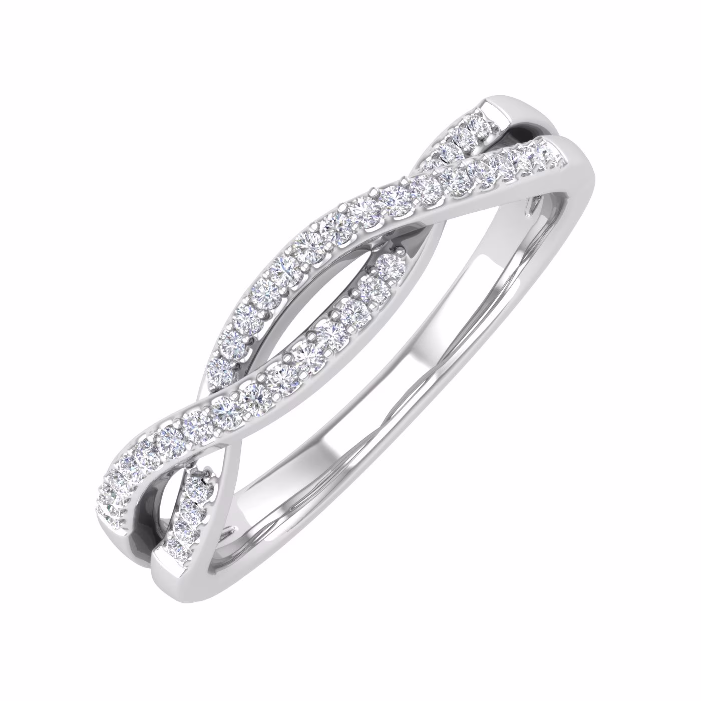 10K White Gold Diamond Twisted Wedding Band Ring (0.13 Carat) (Ring Size 7)