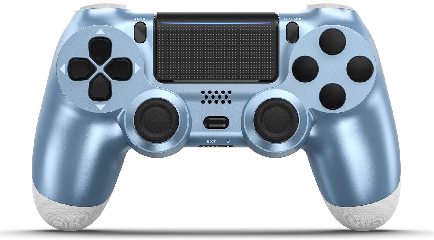 CAVISM Wireless Controller Compatible with PS4/Pro/Slim Console Game pad Controller for ps4 Controller Built-in Motion Motors (White+Blue)