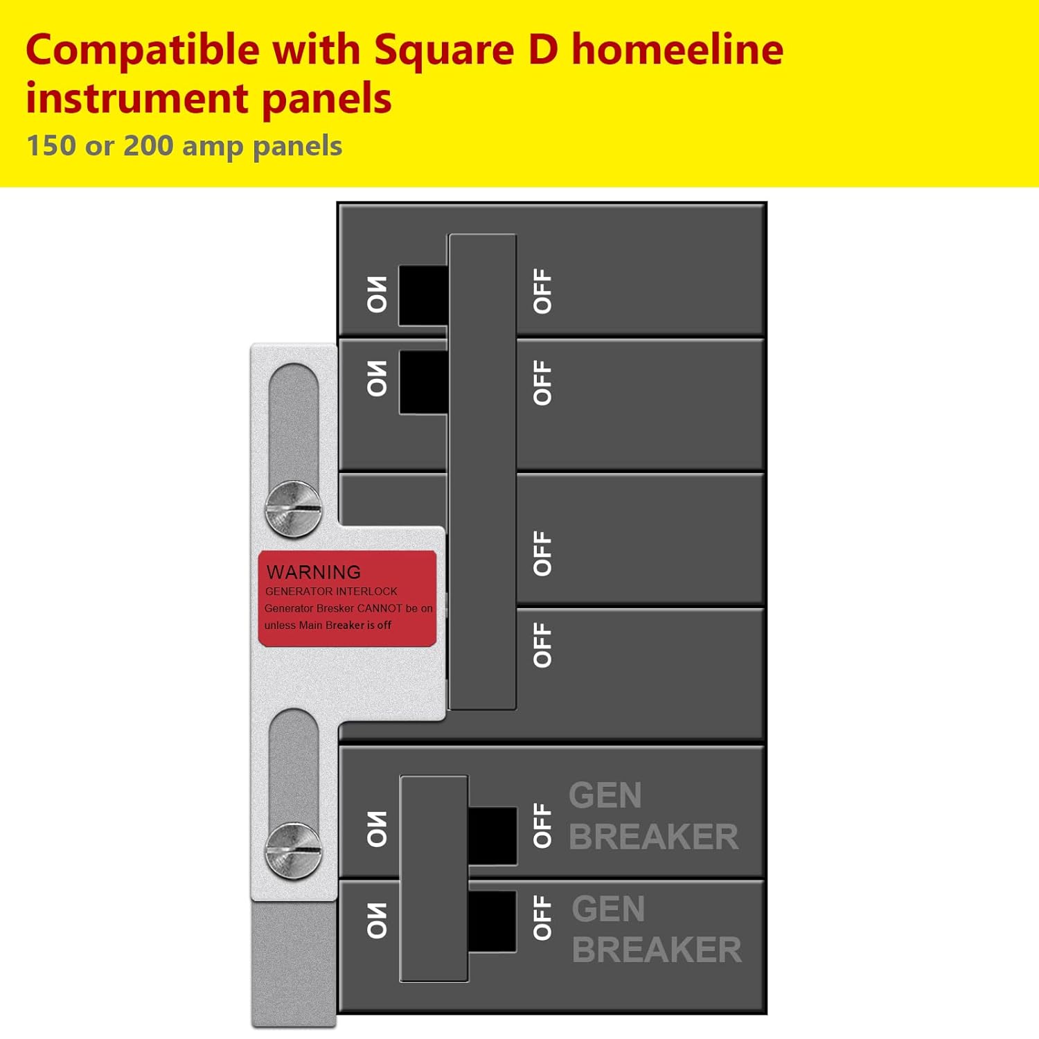 ZTTXL Generator Interlock Kit Compatible with Square D Generator Interlock Kit for Homeline Meter Main 150 or 200 amp Breaker