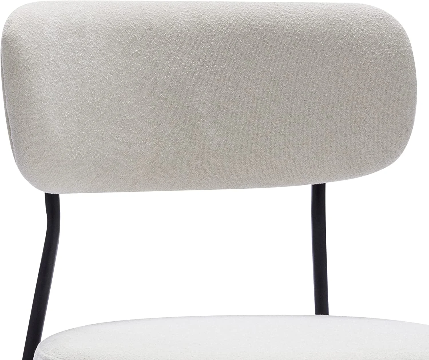 Duhome Modern Dining Chairs Set of 2 Boucle Upholstered Dining Room Chairs Kitchen Chairs for Small Spaces Side Chair w/ Black Metal Legs, Cream White