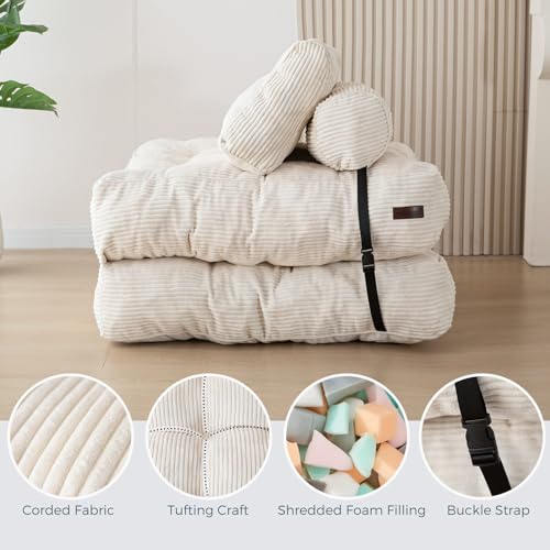 MAXYOYO Folding Sofa Bed, Convertible Sleeper Chair with Pillow Foldable Mattress with Back Support
