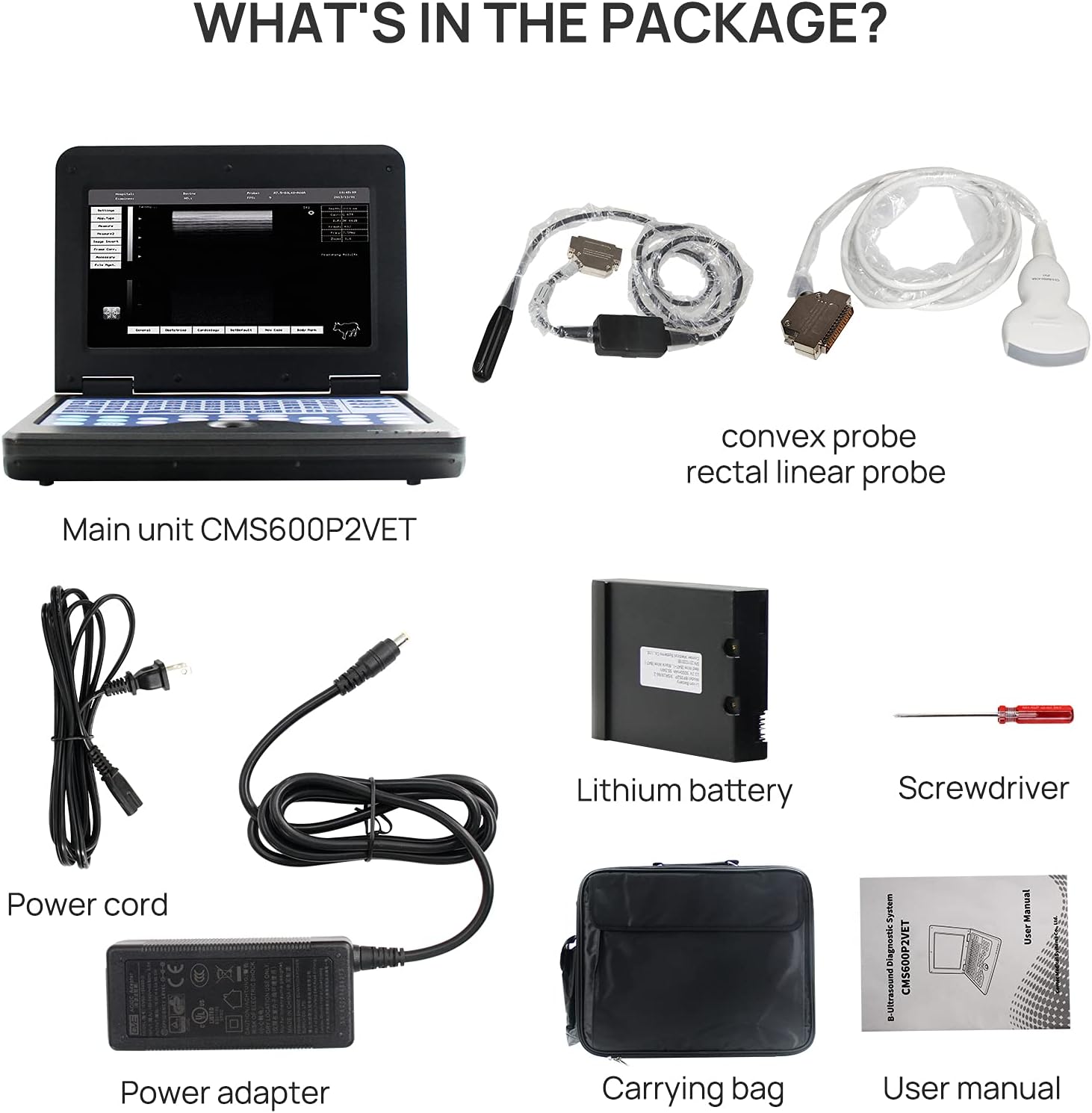CONTEC USA Veterinary Laptop Machine Ultrasound Scanner Newest Horse/Equine/Cow/Sheep use (Convex & Rectal Linear Probe)