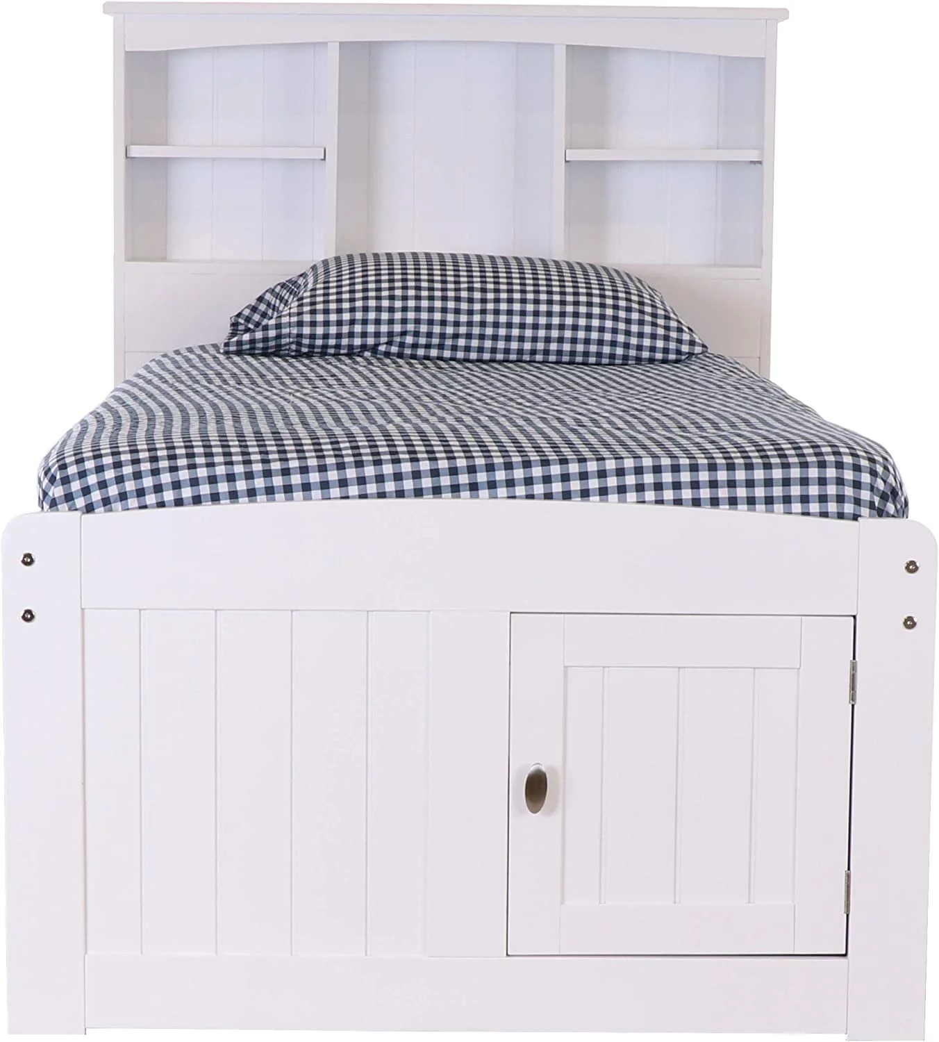 Discovery World Furniture - Full Size Bed Frame with Headboard Bookcase Captain Bed with 6 Drawers, Full Size Bed with Storage, Charcoal