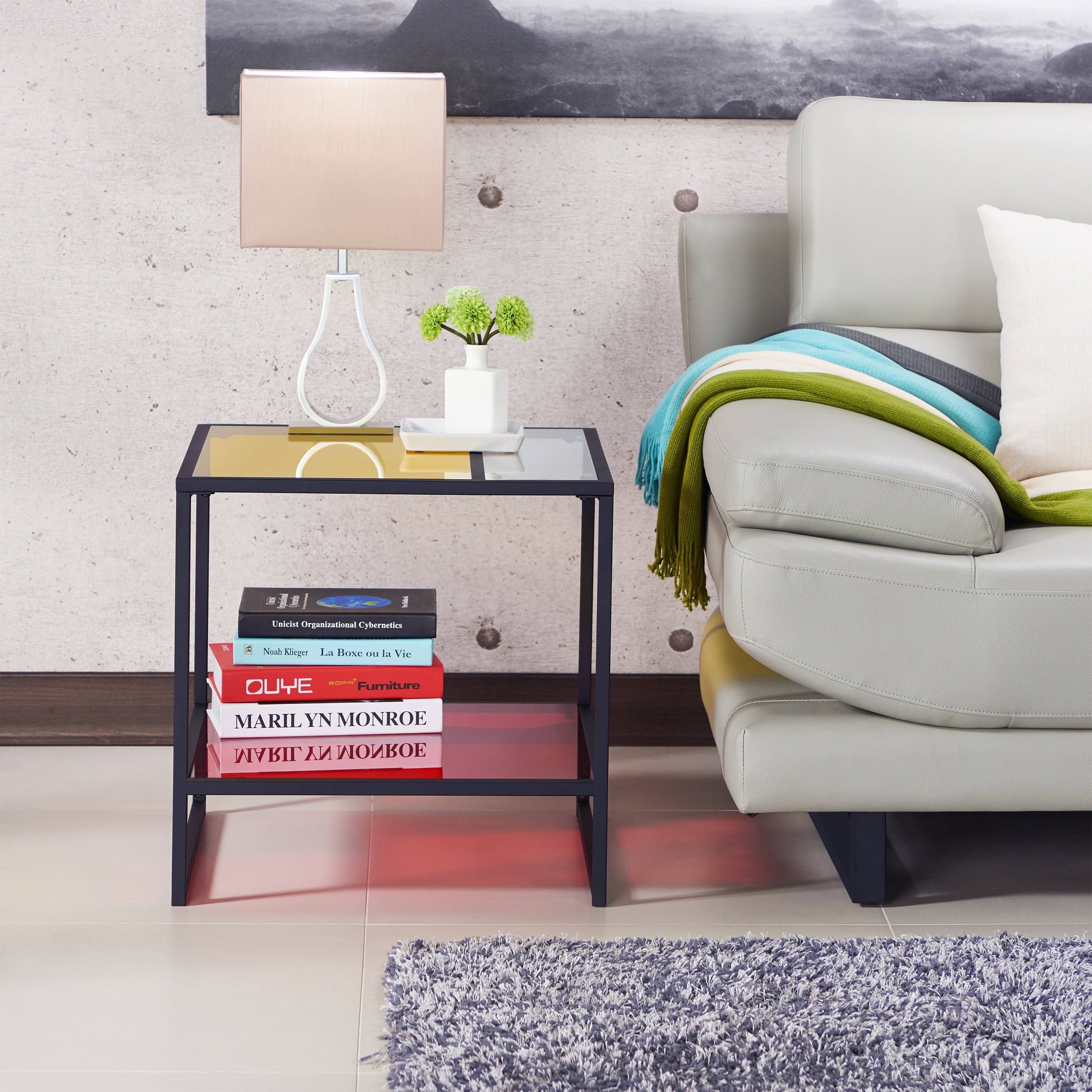 Furniture of America Serr Contemporary Multi-Color Glass Top End Table