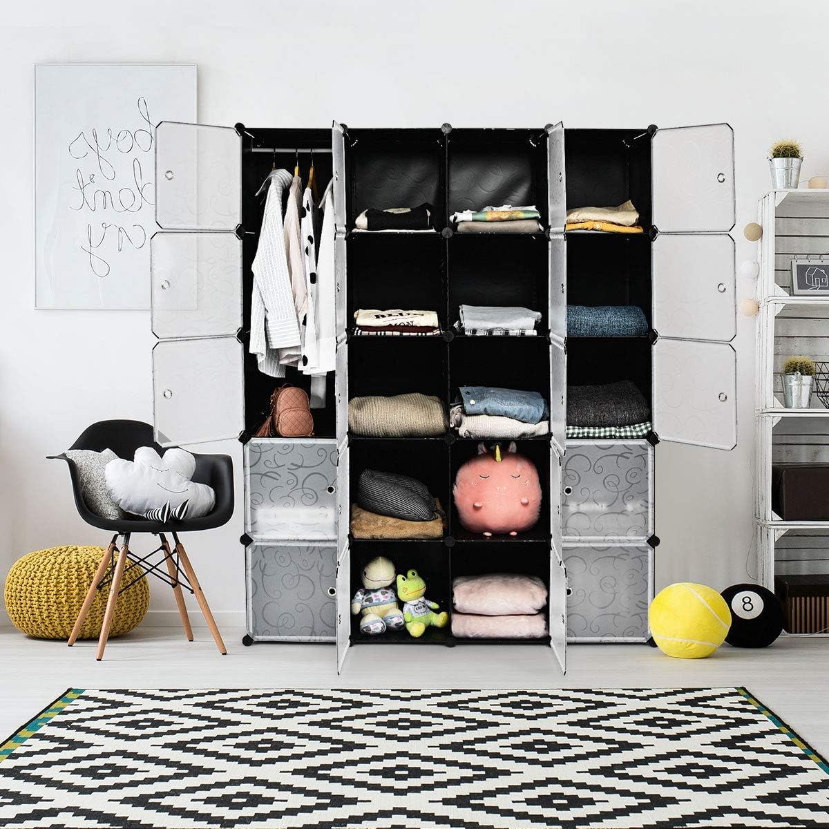 Tangkula Cube Storage Organizer, Cube Closet Storage Shelves, DIY Plastic PP Closet Cabinet, Modular Bookcase