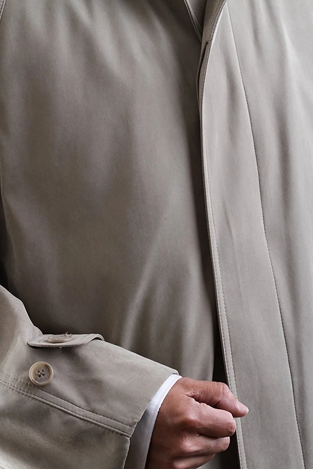 Men's Single Breasted Taupe Full Length All Year Round Raincoat 50L