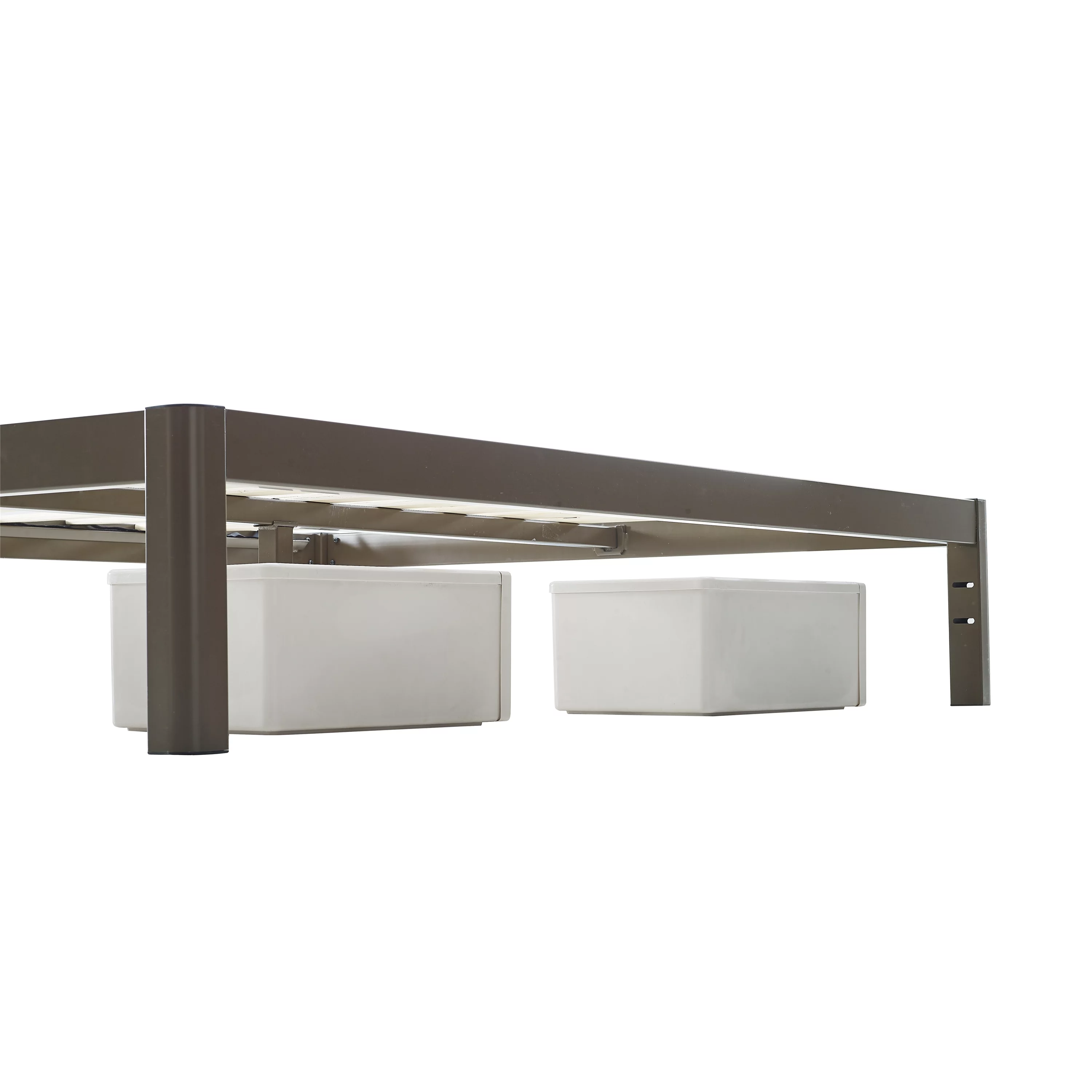 Mainstays Wood Slat Bronze Metal Platform Bed Frame, Queen