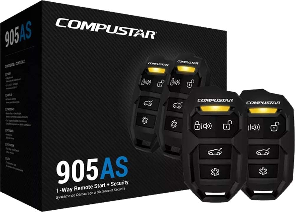 Compustar CS905-AS All-in-One 4 Button 1 Way Alarm & Remote Start System 1500' Range