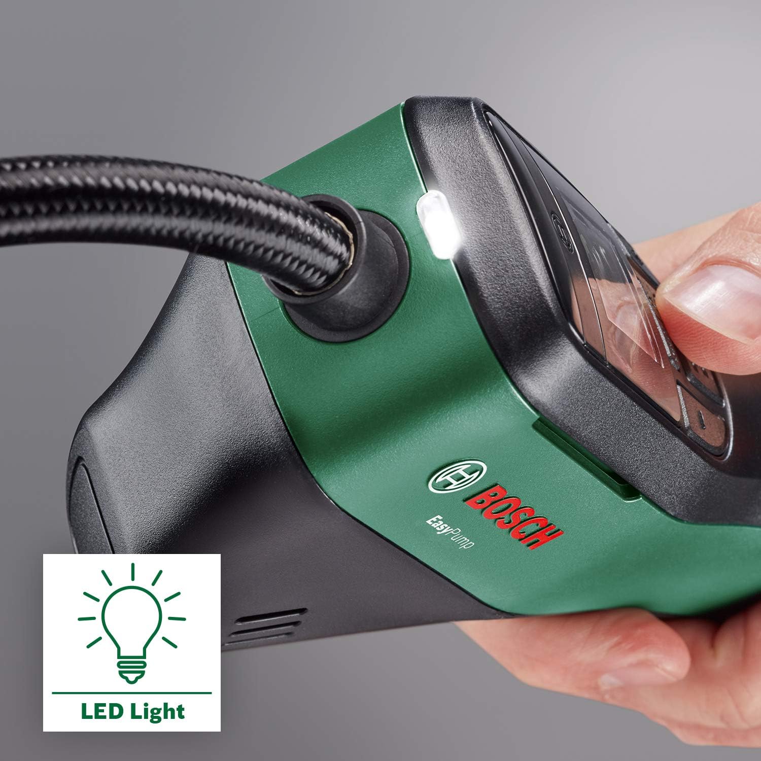 Bosch Home and Garden Electric Air Pump Mini Compressor EasyPump (3.0 Ah battery, 3.6 Volt, 150 PSI, 10.3 bar, LED, in carton packaging)