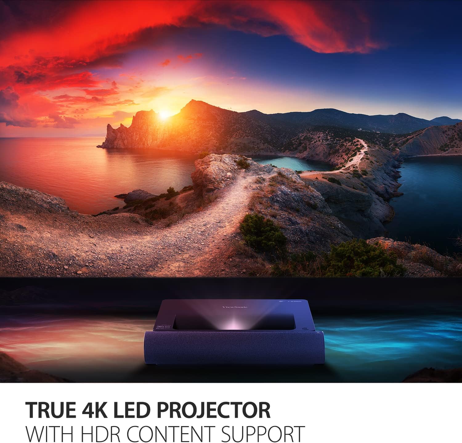 ViewSonic X2000B-4K Ultra Short Throw 4K UHD Laser Projector with 2000 Lumens, Wi-Fi Connectivity, Cinematic Colors