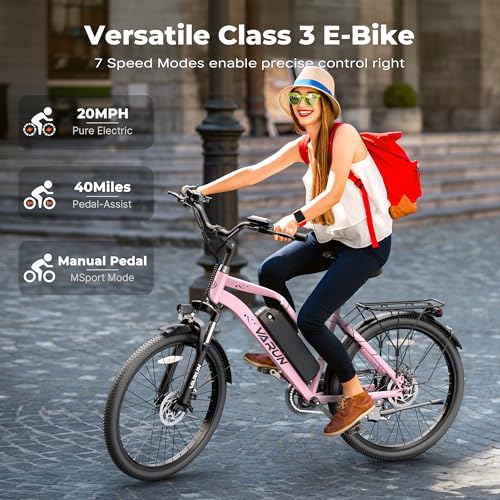 VARUN Electric Bike - 500W Electric Bicycle Up to 40Miles, 48V Removable Battery, Shock Absorber, 7-Speed and Dual Disc Brakes