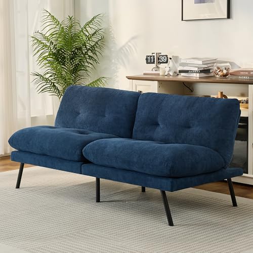 71" Convertible Futon Sofa,Faux Leather Futon Couch Bed,Sleeper Sofa Bed,Memory Foam Modern Folding Small Loveseat for Living Room,Office,Apartment