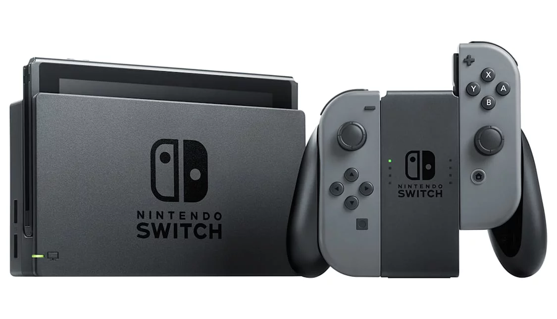 Nintendo Switch Gray & Gray Joy Con with HeadSet Bolt Axtion Bundle Accessories Used