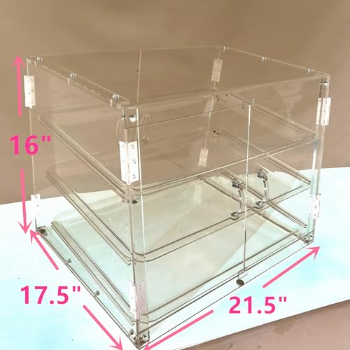 Zinglife Clear Bakery Display Case Countertop Pastry Display Case for Cookie Bread Food Dessert Cupcake Acrylic Baked Goods Display Case, 3 Tiers