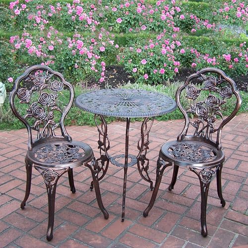 Oakland Living 3-Piece Rose Bistro Set with 23.5-Inch Cast aluminum Top Table