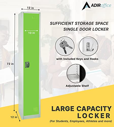AdirOffice Large Steel Metal Storage School Locker - Single Tier Free Standing Storage Compartment