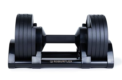 Adjustable Dumbbell (Single) by ROBURFLEX for Workout Strength Training Fitness Home Gym