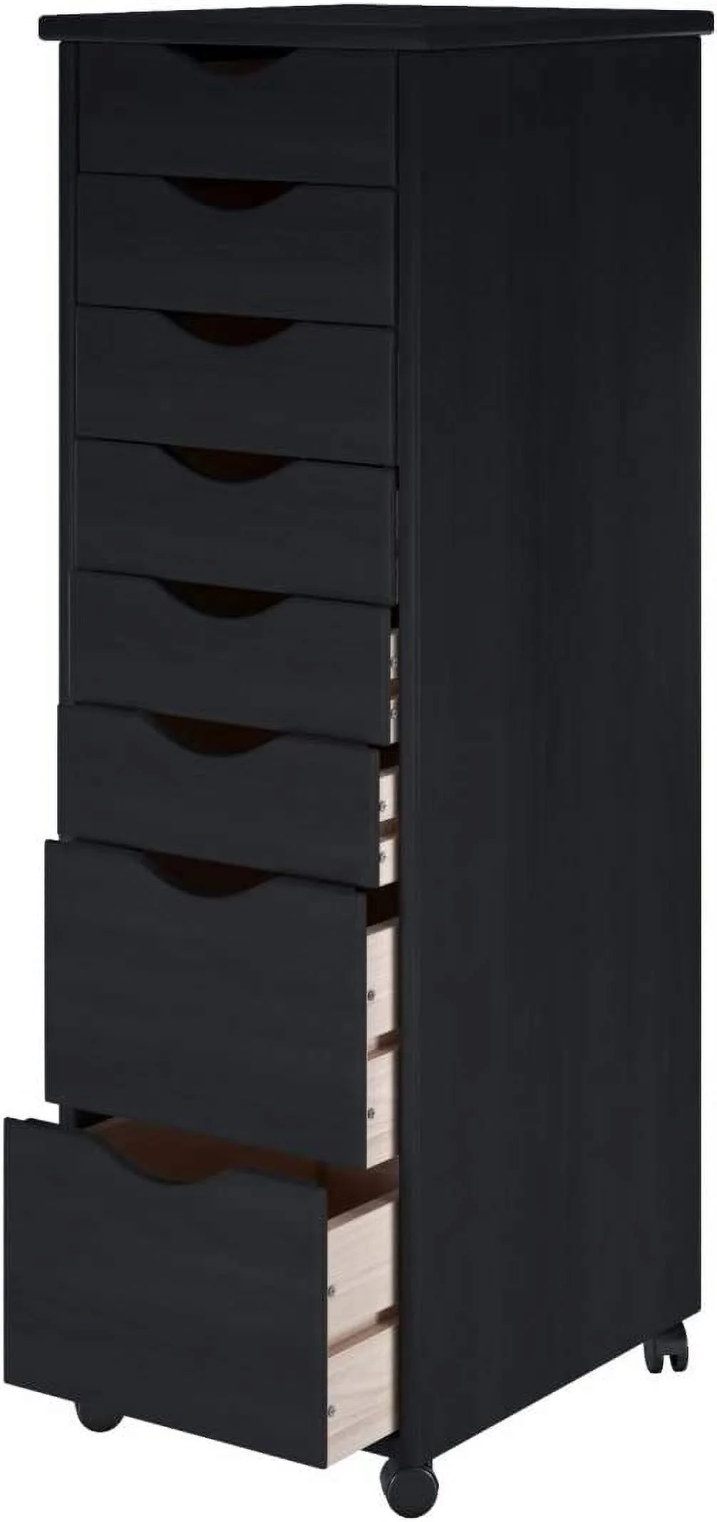Original Roll Cart, Solid Wood, 6+2 Drawer Narrow Drawers Roll Carts, Black - Curated Treasures Market