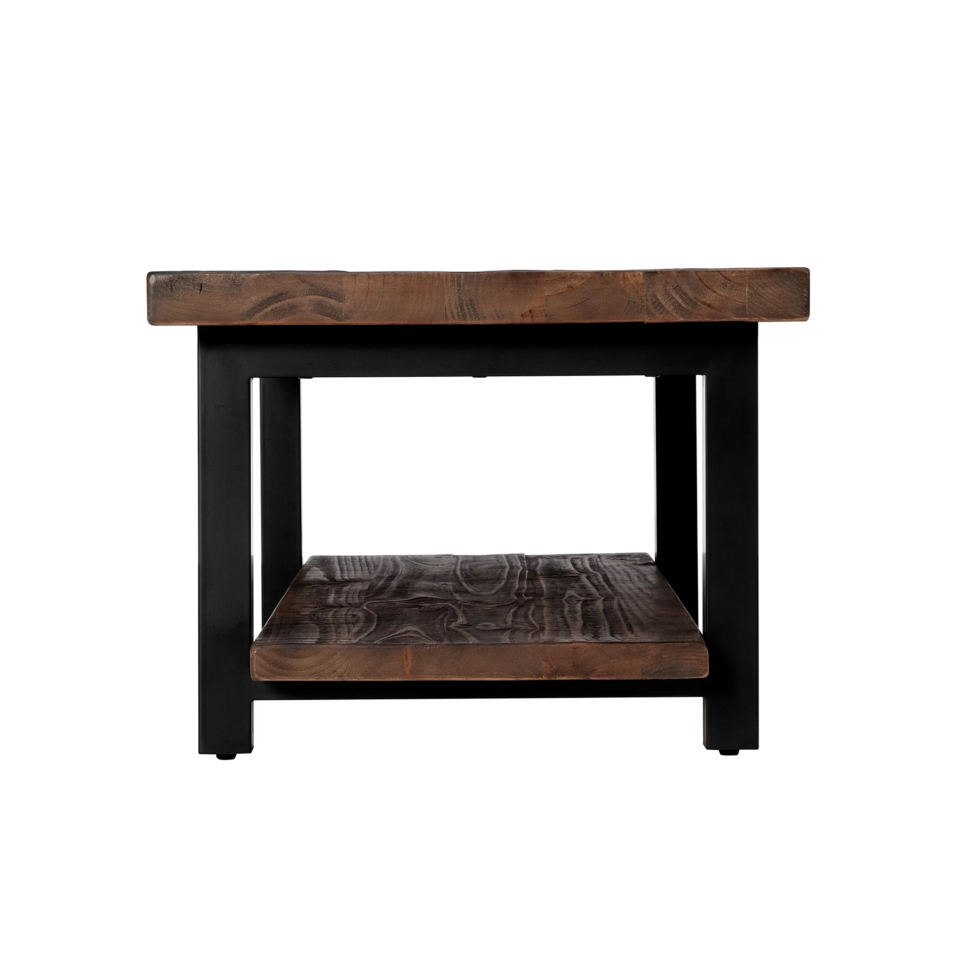 Pomona 42" Metal and Wood Coffee Table, Rustic Natural