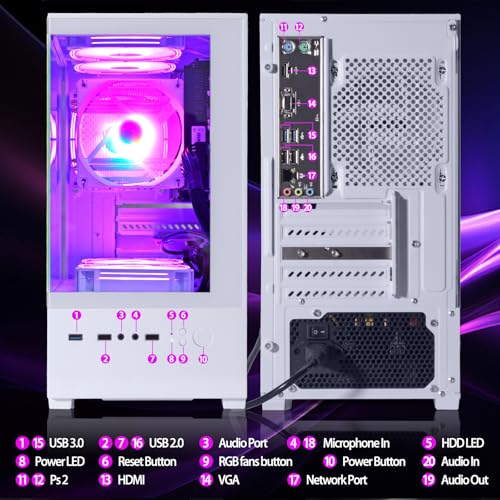 LXZ Desktop PC Computer AMD Ryzen 7-5700G 8 core 3.9GHz, 16G DDR4 RAM, 512GB NVME SSD