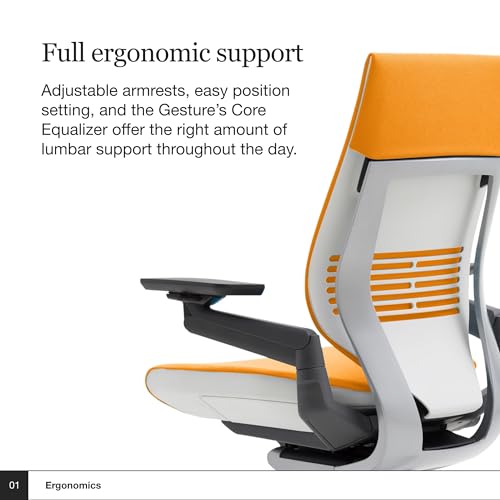 Steelcase Gesture Office Chair - Ergonomic Work Chair with Wheels for Carpet - Comfortable - Intuitive-to-Adjust for Desk - 360-Degree Arms